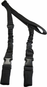Black tactical rifle sling with adjustable straps