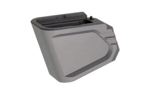 Gray, angular component with sleek, modern design.