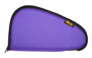 Purple gun case with black trim and zipper.