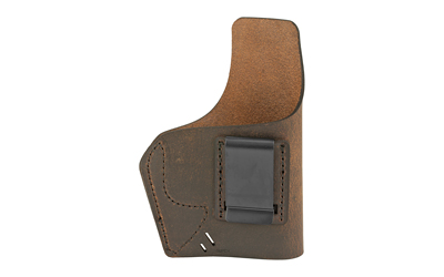 Brown leather holster with clip