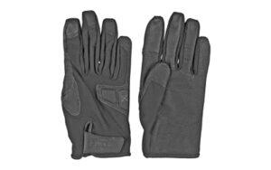 Tactical black gloves with reinforced grip design