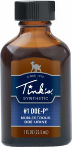 Bottle of synthetic doe urine for hunting.