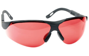 Red-lens safety glasses with black frame