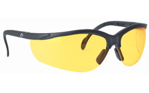 Yellow-tinted safety glasses with black frame