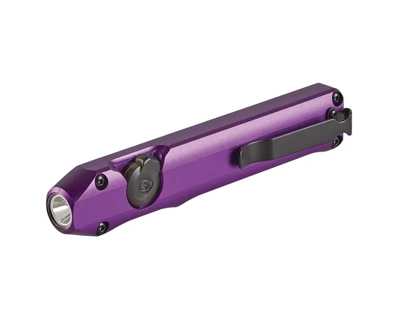 Purple pocket flashlight with clip