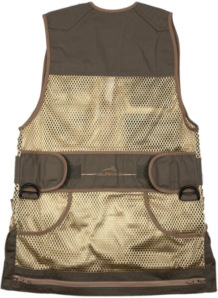 Mesh shooting vest with pockets and waistband.