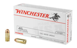 Winchester .45 auto ammunition, full metal jacket.