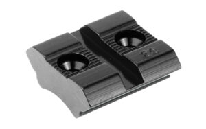 Black metal scope mount base with two holes.