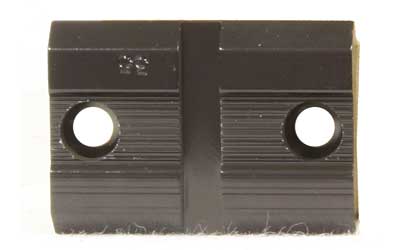 Black metal rail with two mounting holes.