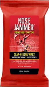 Nose Jammer wipes for scent control in hunting.