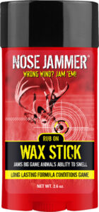 Nose Jammer wax stick for hunting scent control.