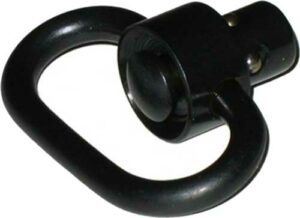 Black swivel rotating hardware attachment.