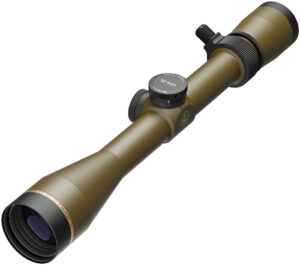 Hunting rifle scope with adjustable zoom and focus.