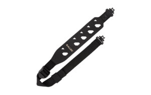 Black camera strap with hexagonal cutouts.