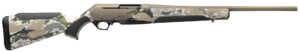 Camo pattern modern hunting rifle side view.