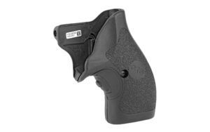 Black revolver grip with textured surface