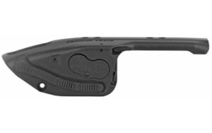 Black firearm grip with integrated laser sight