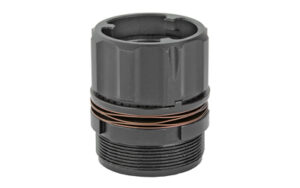 Black metal cylindrical industrial connector component