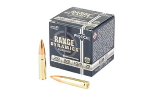 Fiocchi Range Dynamics ammunition box and bullet
