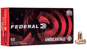 Federal American Eagle pistol ammunition box and bullet
