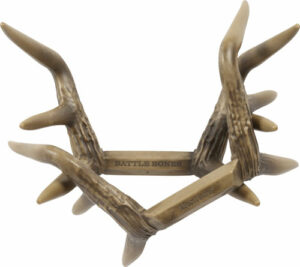 Brown plastic deer antlers for hunting calls.