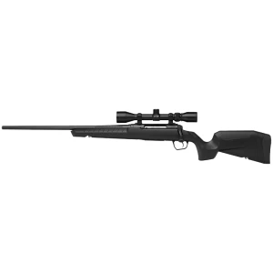 Black hunting rifle with mounted scope