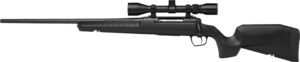 Black hunting rifle with mounted scope