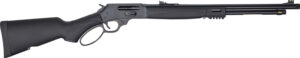 Black lever-action rifle, side view