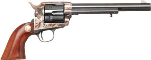 Single-action revolver with a wooden grip