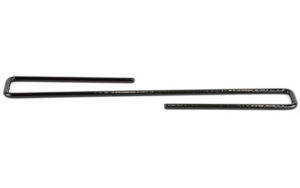 Metal tool for gripping and securing items.