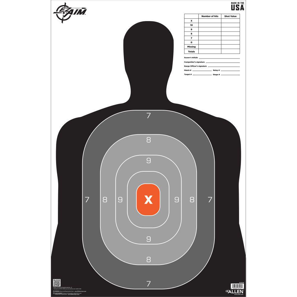 Allen EZ Aim B27 Pro Silhouette Paper Target 23" x 35" 50/ct