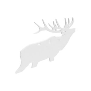 Silhouette of an elk with antlers on wall.
