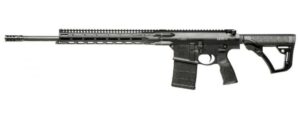 Black semi-automatic rifle with long barrel and grip.