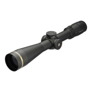 Black rifle scope with adjustable dials and magnification