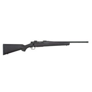 Bolt-action rifle, black synthetic stock, long barrel