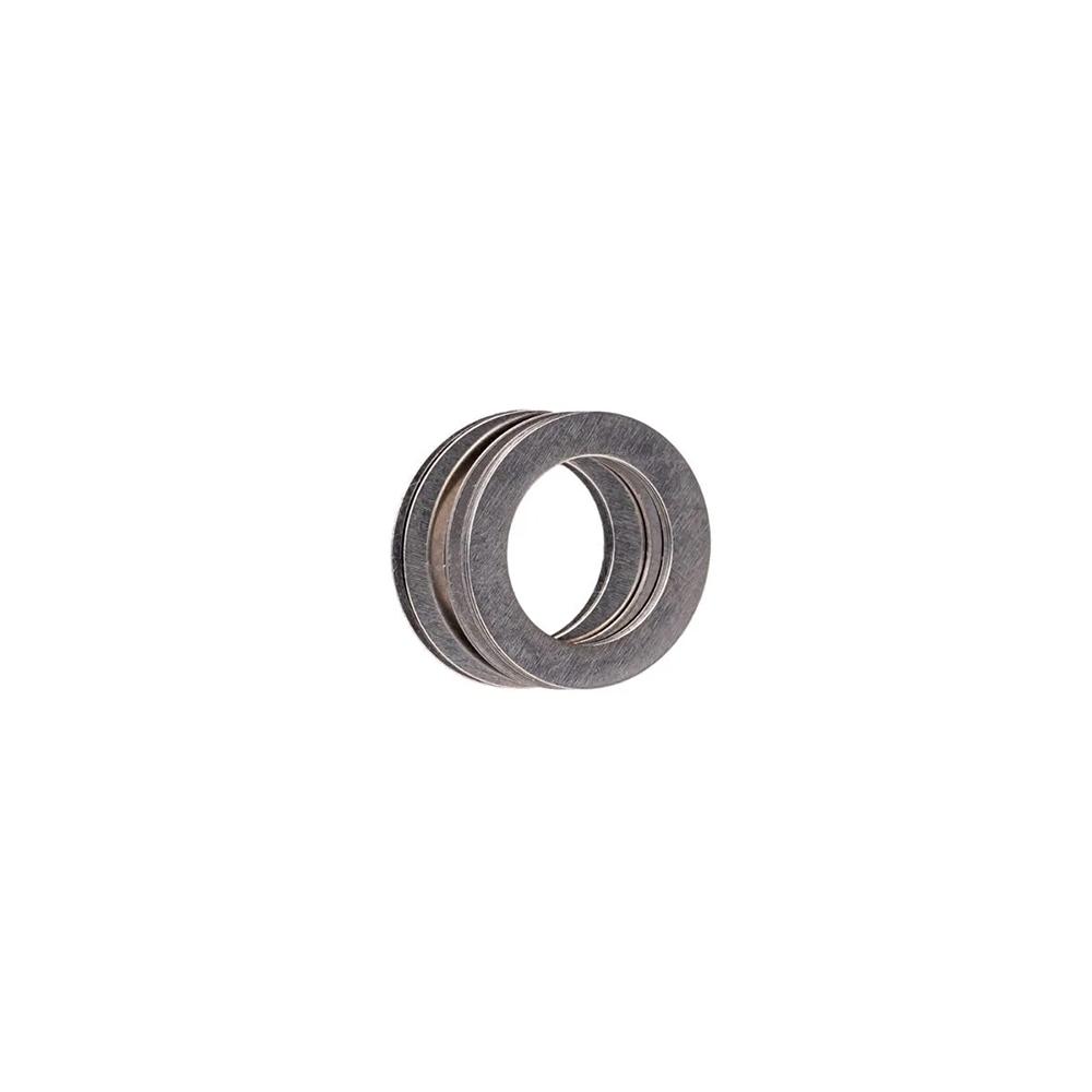 Metal washers stacked on white background
