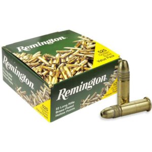 Remington ammunition box and bullets displayed.