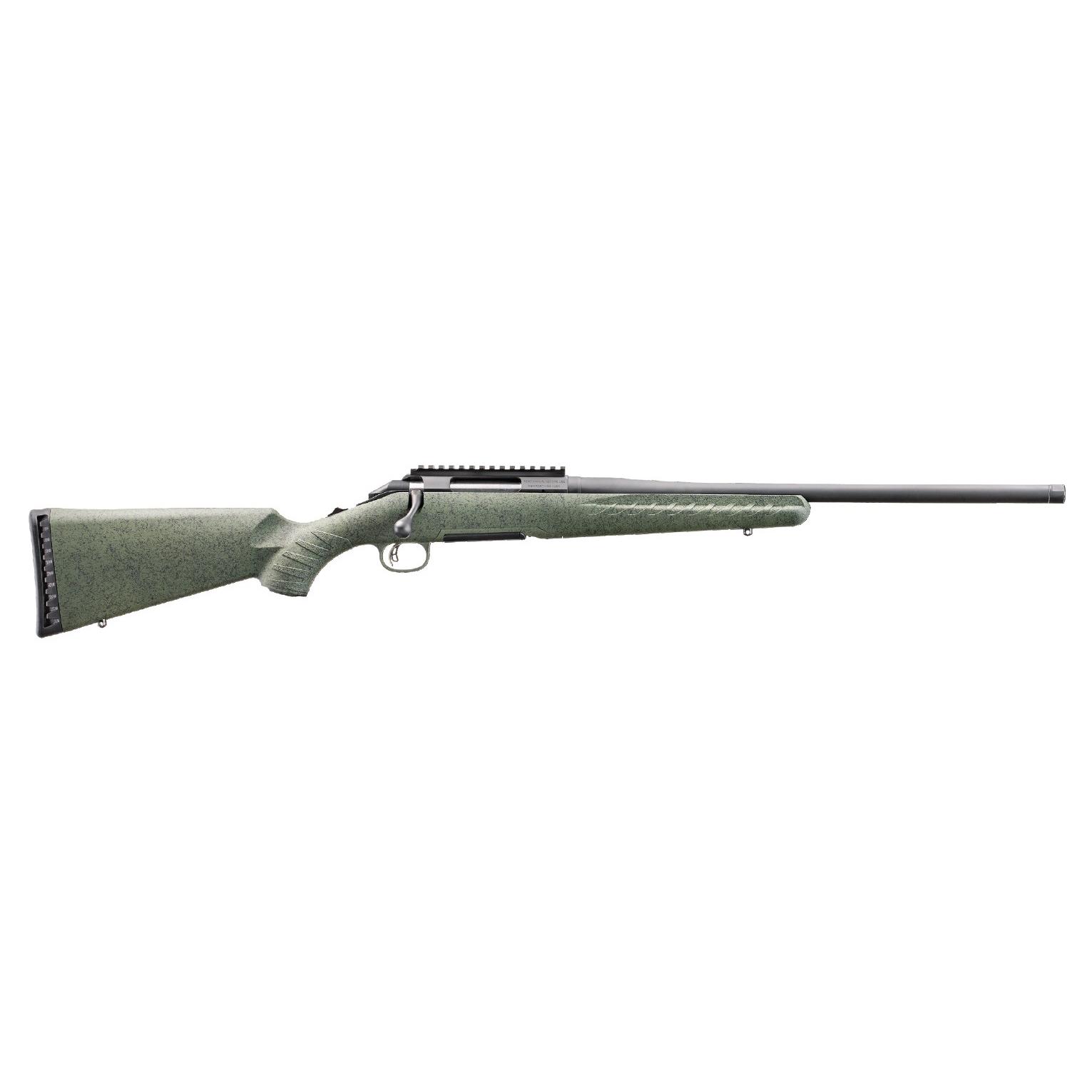 Green bolt-action rifle with black barrel