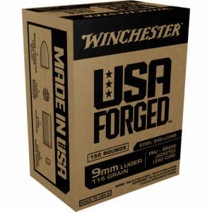 Winchester USA Forged- Steel Case Handgun Ammunition 9mm Luger 115 gr FMJ 1190 fps 150/ct