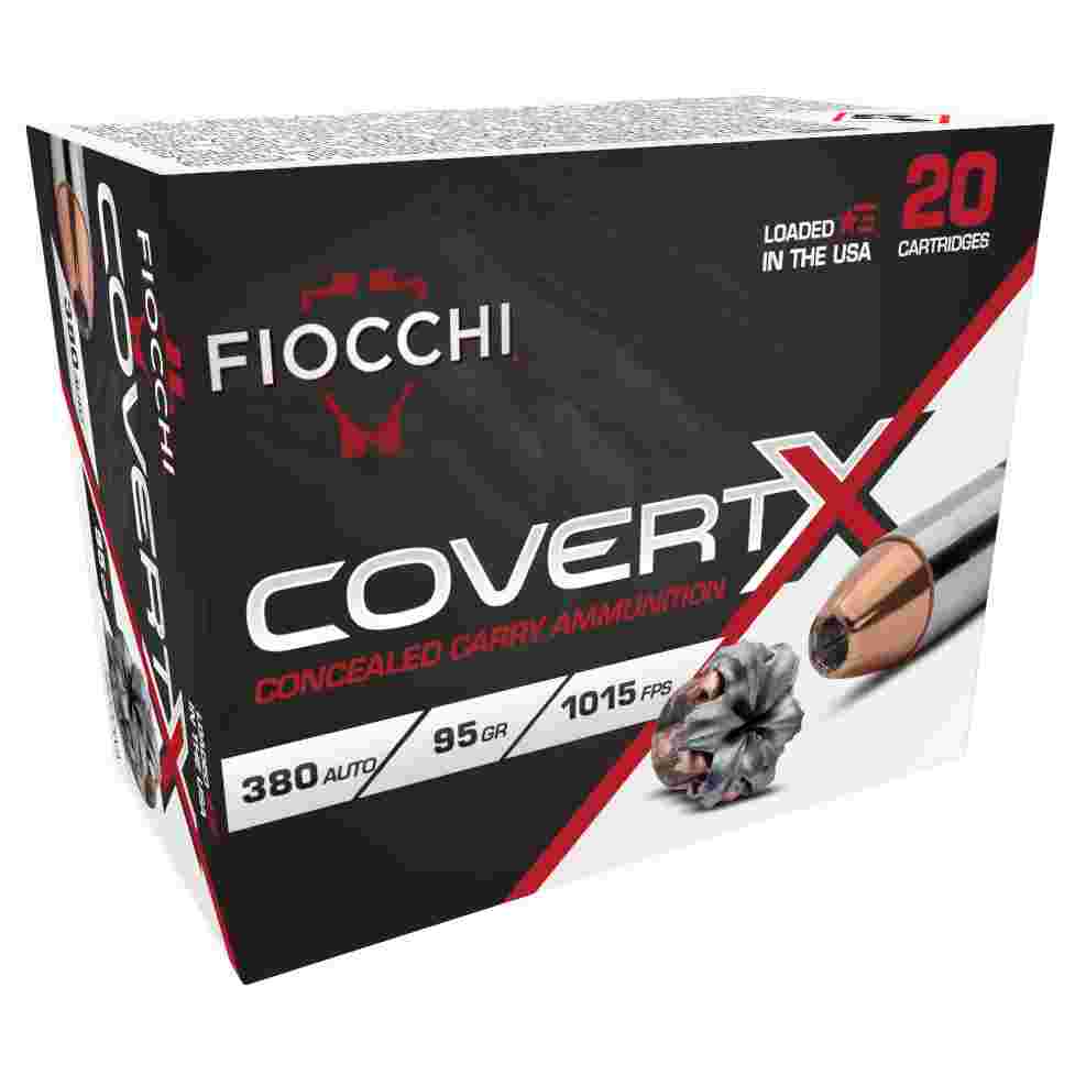 Fiocchi CovertX Handgun Ammunition .380 Auto 95gr JHP 1025 fps 20/ct