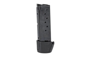 Black handgun magazine, extended grip style