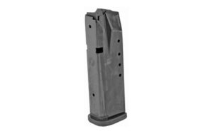 Black firearm magazine side view