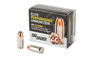 Sig Sauer Elite Performance Ammunition box and bullets.