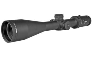 Tactical rifle scope with adjustment knobs and lens