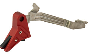 Red and metal gun trigger assembly