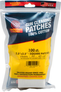 Shooter's Choice gun cleaning cotton patches, 100 count.