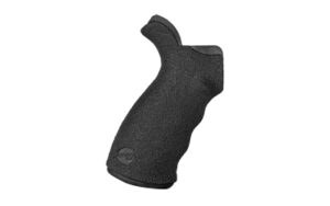 Black ergonomic pistol grip on white background