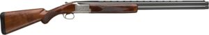 Double-barrel shotgun with wooden stock and engraved metal
