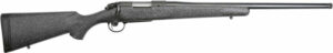 Bolt-action rifle with speckled black stock