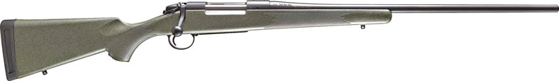 Bolt-action rifle with green stock and long barrel